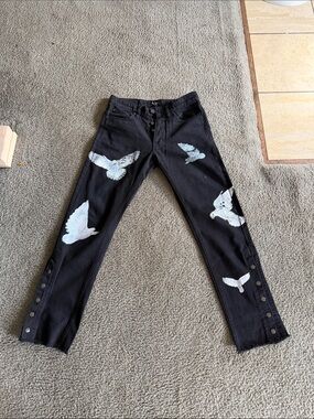 BOOHOOMAN Straight Jeans with White Dove Print